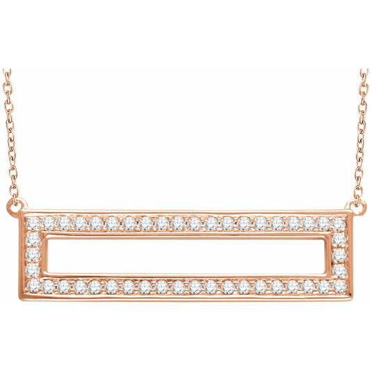 14K Rose 3/8 CTW Diamond Rectangle 16-18 Necklace