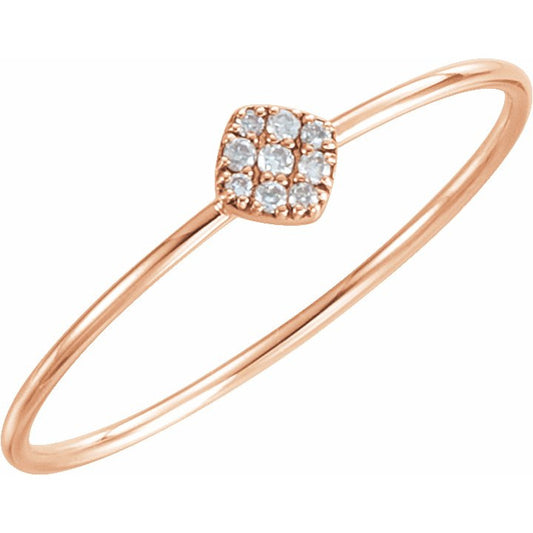 14K Rose 1/8 CTW Diamond Petite Square Ring
