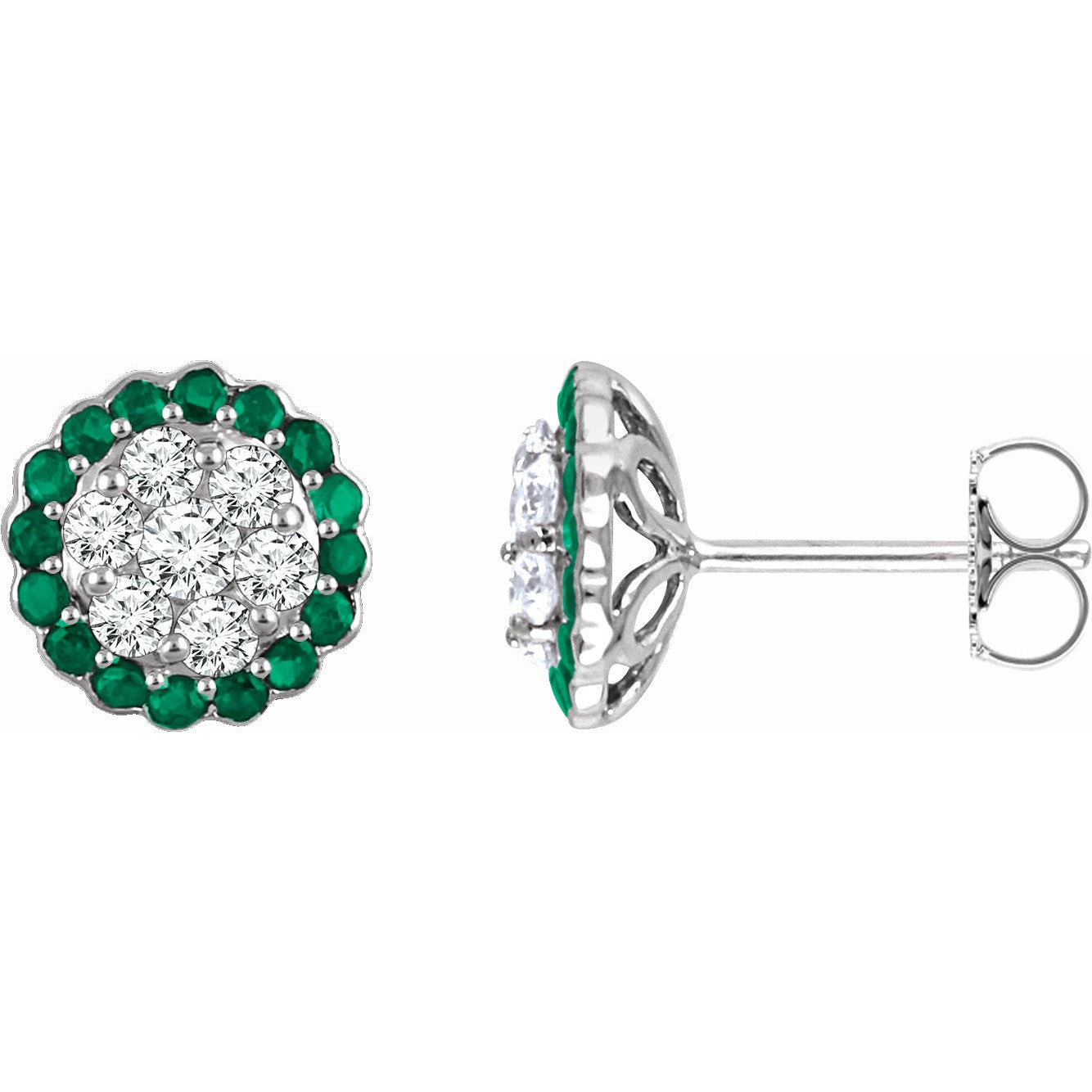 14K White Emerald & 5/8 CTW Diamond Earrings