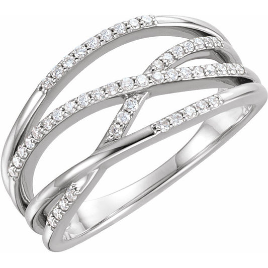 14K White 1/5 CTW Diamond Criss-Cross Ring
