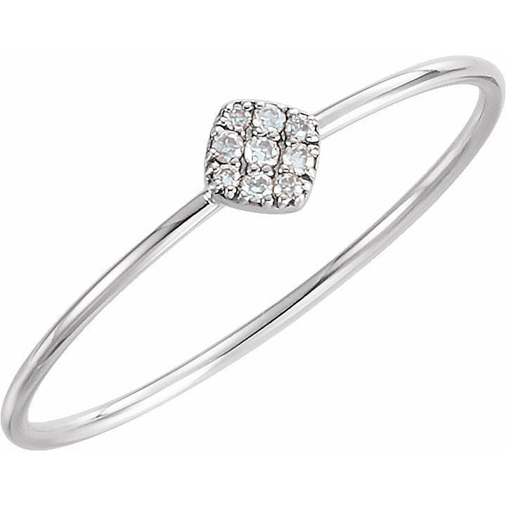 14K White 1/8 CTW Diamond Petite Square Ring