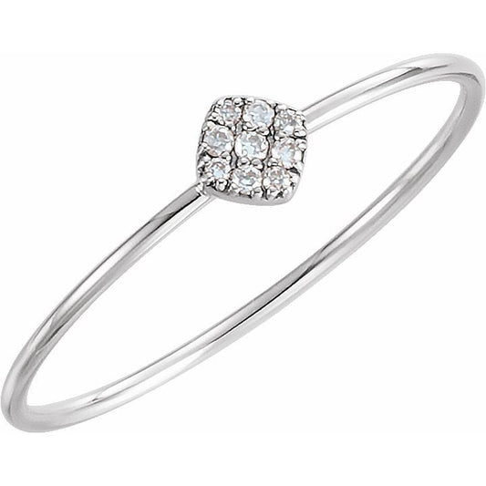 14K White 1/8 CTW Diamond Petite Square Ring
