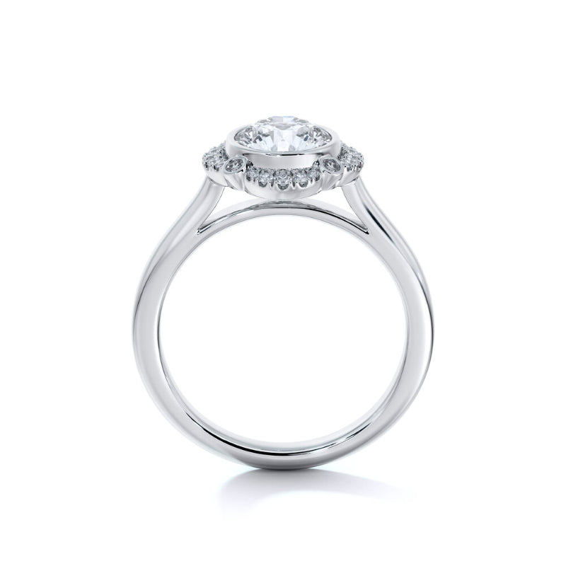 Sasha Primak Contoured Cathedral Frame Diamond Halo Engagement Ring
