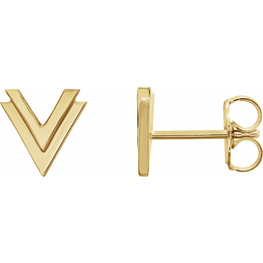 14K Yellow 8 mm Double V Earrings