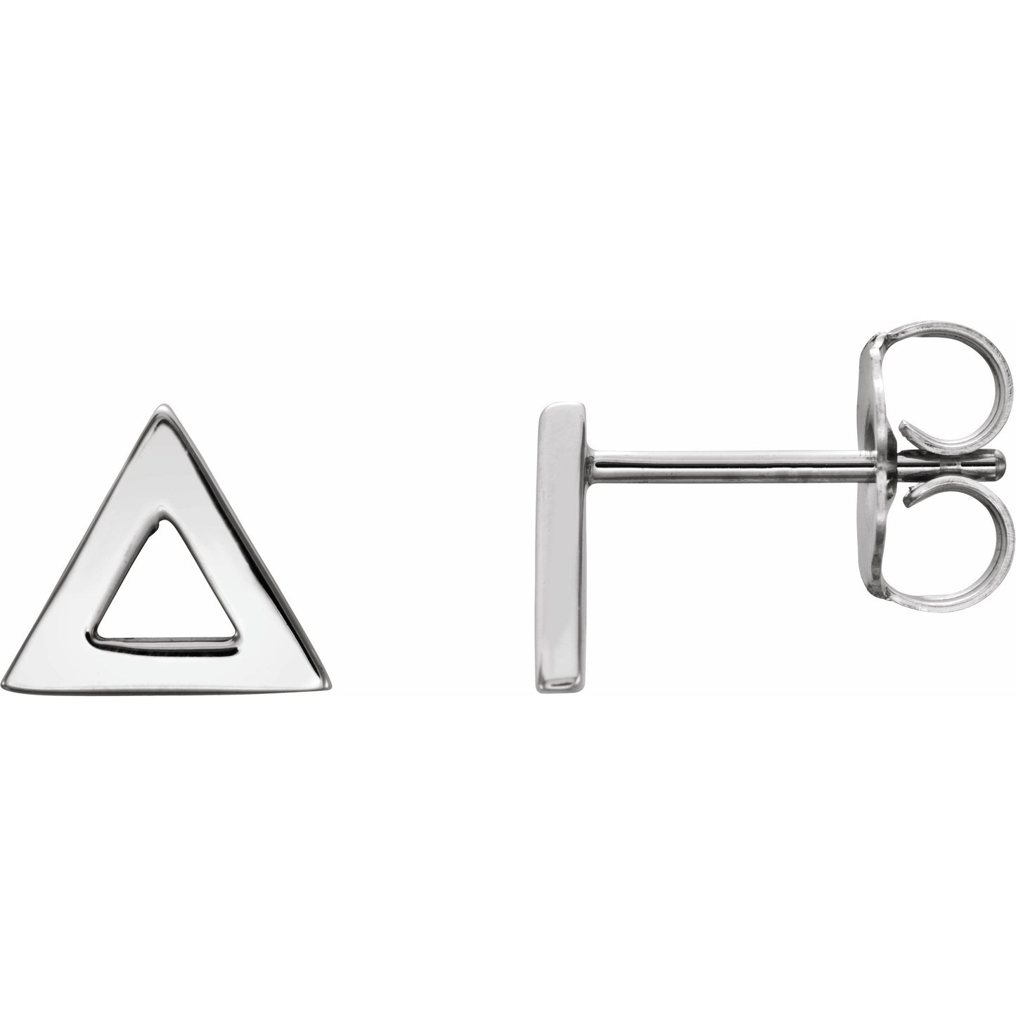 14K White Triangle Earrings