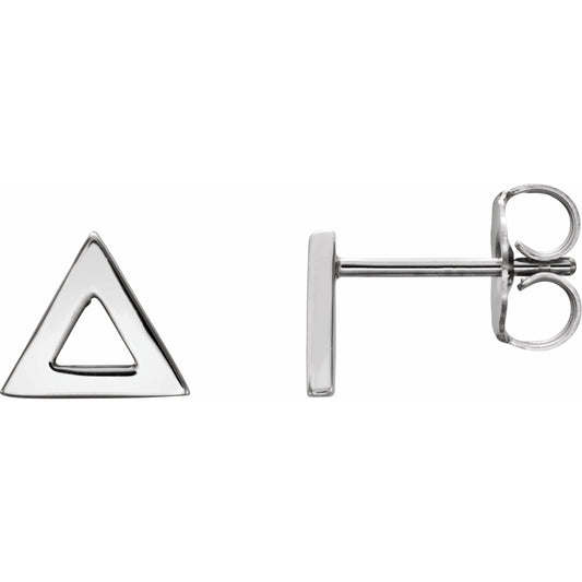 14K White Triangle Earrings