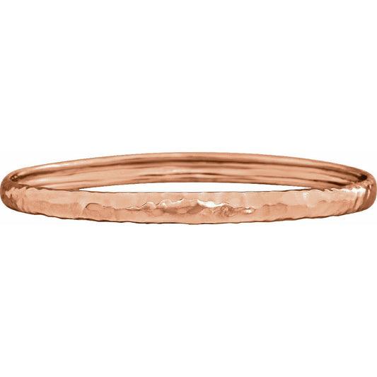 14K Rose 5.1 mm Hammered Bangle 7 1/2 Bracelet