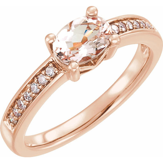 14K Rose Morganite & 1/10 CTW Diamond Ring