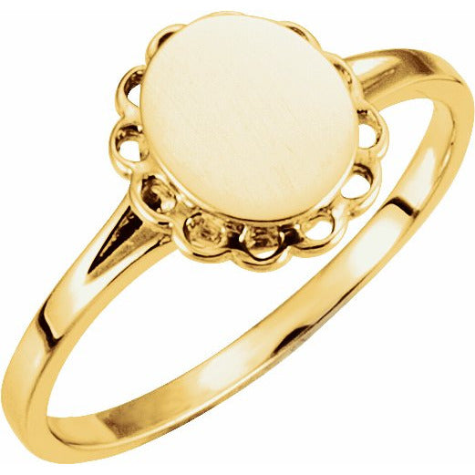 14K Yellow 8x6.7 mm Oval Signet Ring