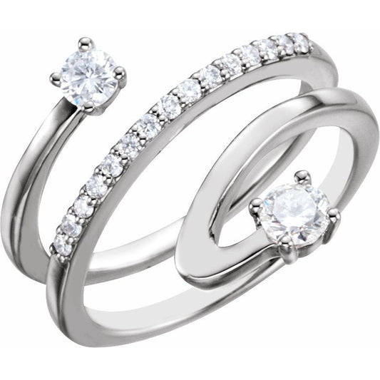 14K White 1/3 CTW Diamond Freeform Ring