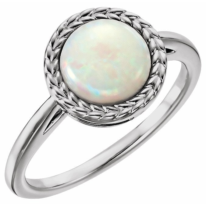 14K White Opal Ring