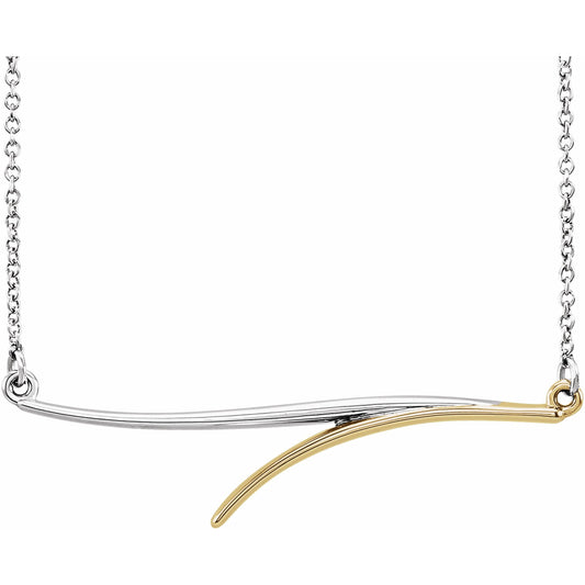 14K White/Yellow Freeform Bar 16 Necklace