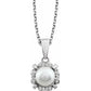 14K White Freshwater Cultured Pearl & .05 CTW Diamond 18 Necklace