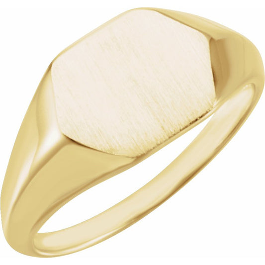 14K Yellow 12x10 mm Geometric Signet Ring