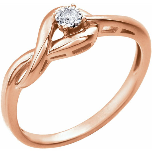 14K Rose .04 CT Diamond Ring