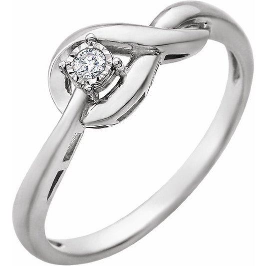 14K White .04 CT Diamond Ring