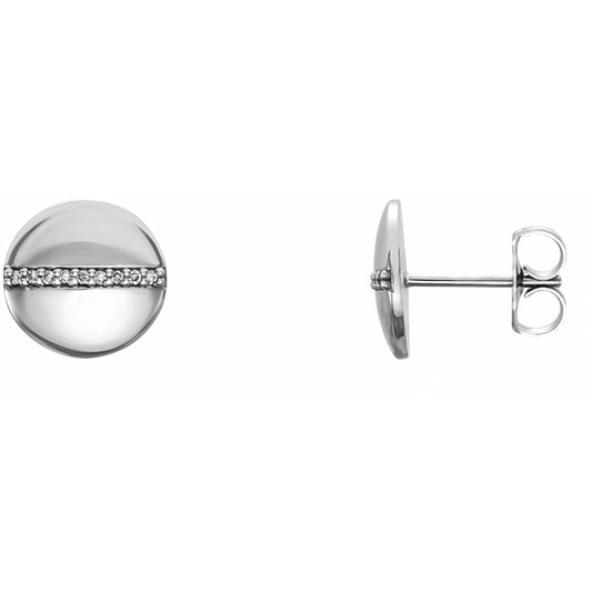 14K White .05 CTW Diamond Circle Earrings