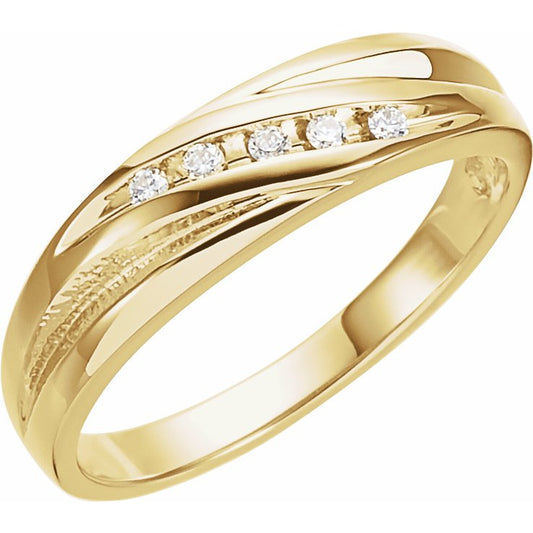 14K Yellow 1/10 CTW Diamond Men's Band