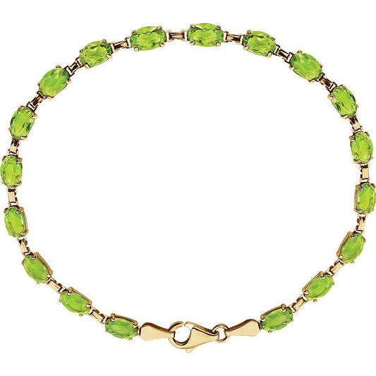 14K Yellow Peridot 7.25 Bracelet