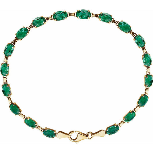 14K Yellow Lab-Grown Emerald 7.25 Bracelet