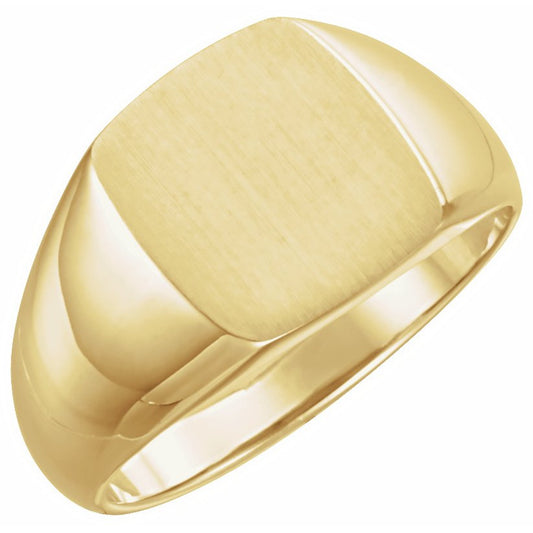 14K Yellow 13x12 mm Rectangle Signet Ring