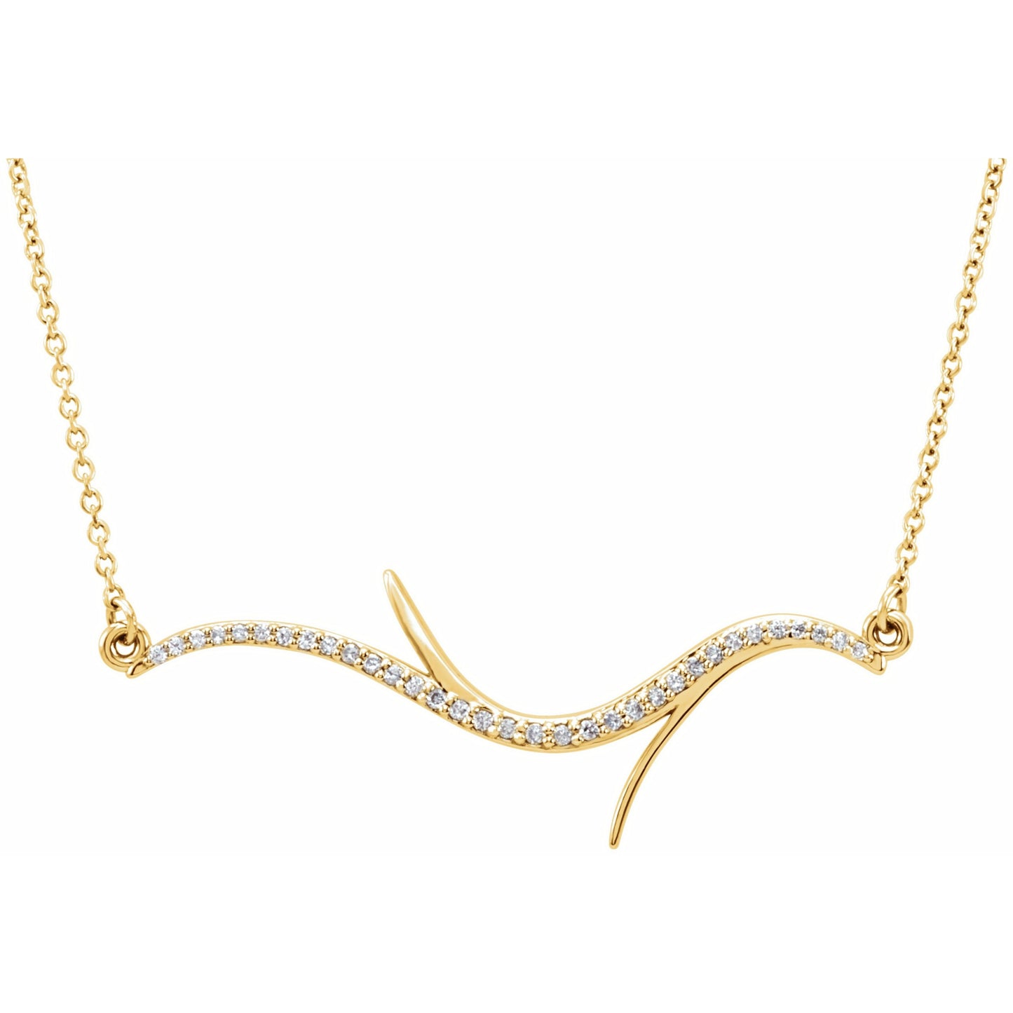 14K Yellow 1/8 CTW Diamond Freeform Bar 18 Necklace