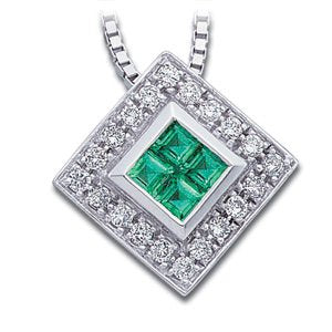 14K White Emerald & 1/4 CTW Diamond 18 Necklace