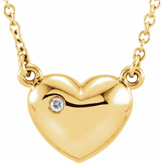 14K Yellow .01 CTW Diamond Heart 16.5 Necklace