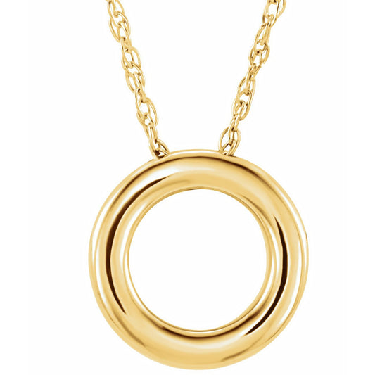 14K Yellow 13 mm Circle 18 Necklace