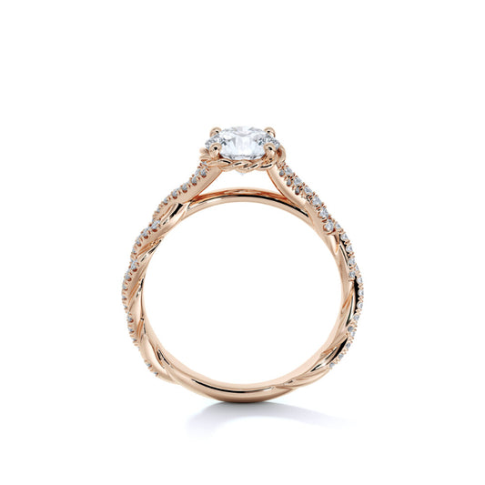 Sasha Primak Full Pave Diamond Twisted Split Shank Cathedral Engagement Ring