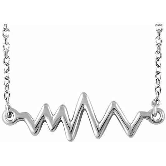 14K White Heartbeat 16-18 Necklace