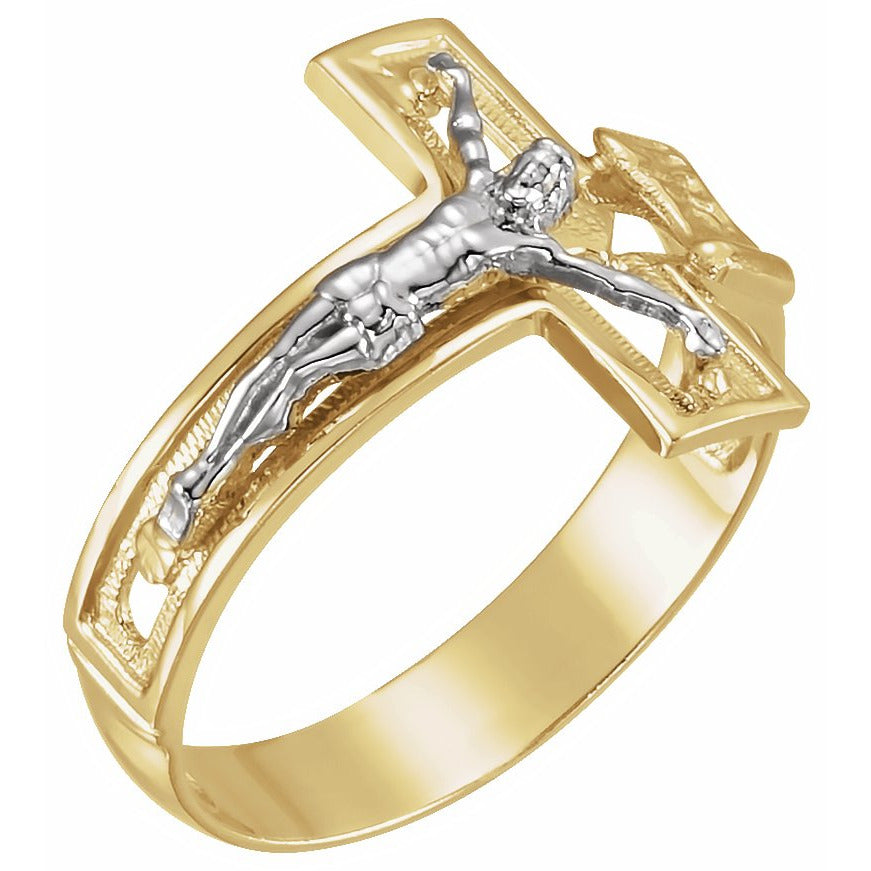 14K Yellow/White 16.7 mm Crucifix Ring