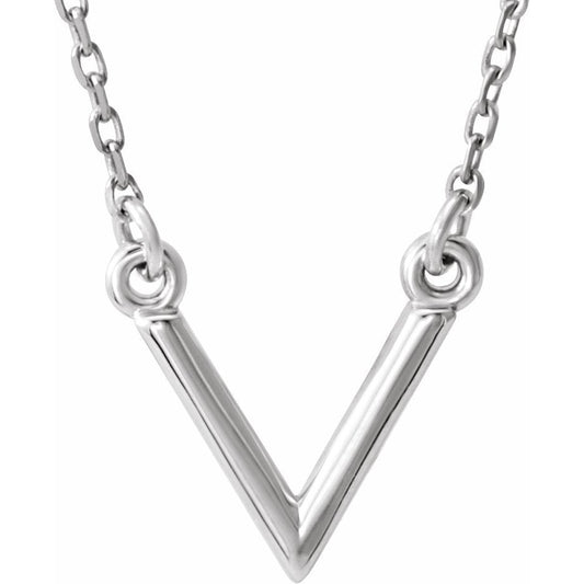 14K White V 16.5 Necklace
