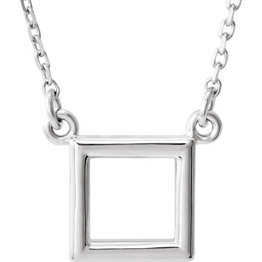 14K White Square 16.5 Necklace