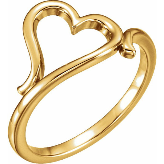 14K Yellow Heart Ring