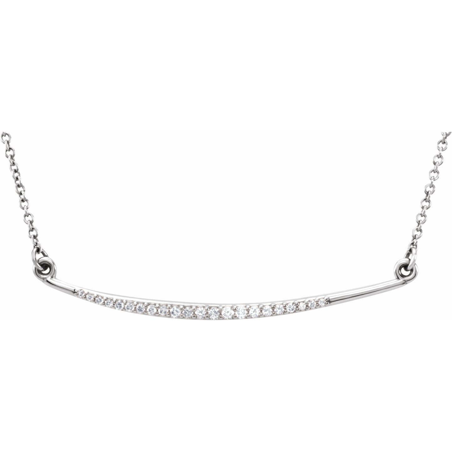 14K White 1/8 CTW Diamond Curved Bar 16 Necklace