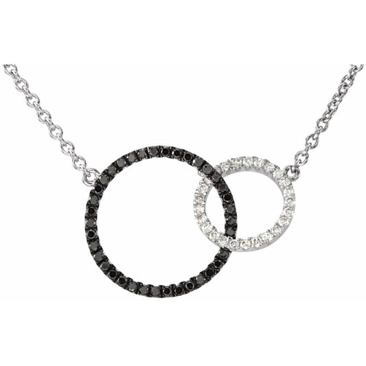 14K White 1/3 CTW Black & White Diamond Circle 18 Necklace