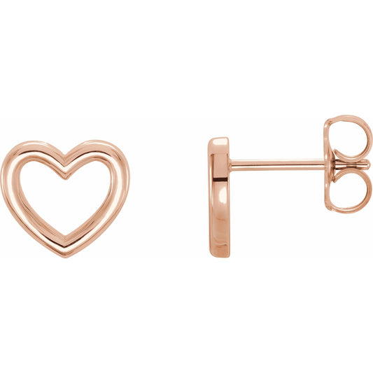14K Rose 8.7x8 mm Heart Earrings