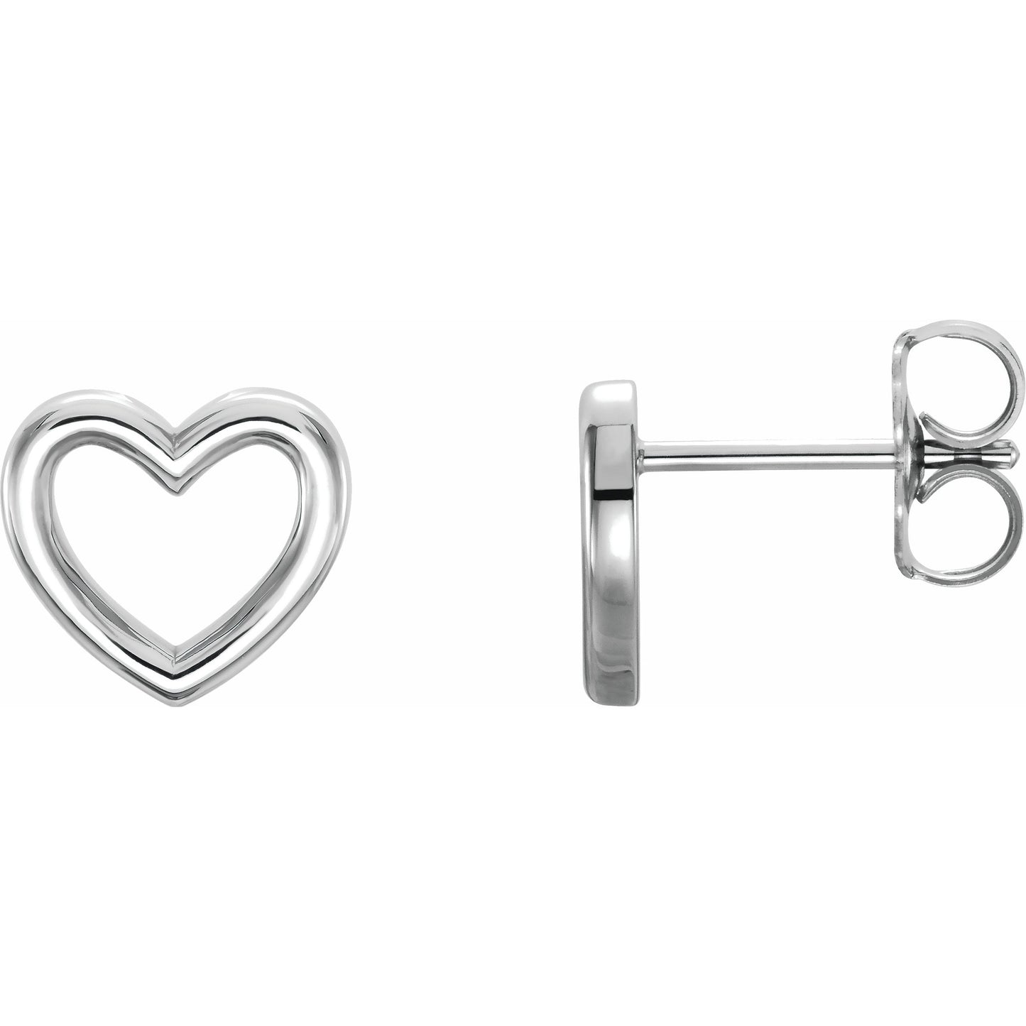 14K White 8.7x8 mm Heart Earrings
