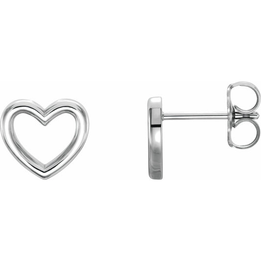 14K White 8.7x8 mm Heart Earrings