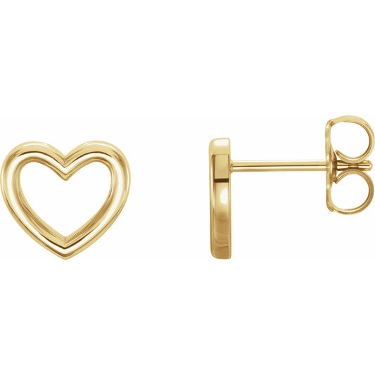 14K Yellow 8.7x8 mm Heart Earrings