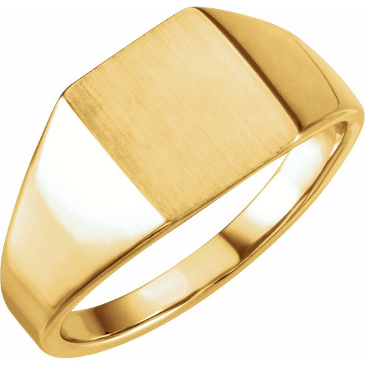 14K Yellow 12x10 mm Rectangle Signet Ring
