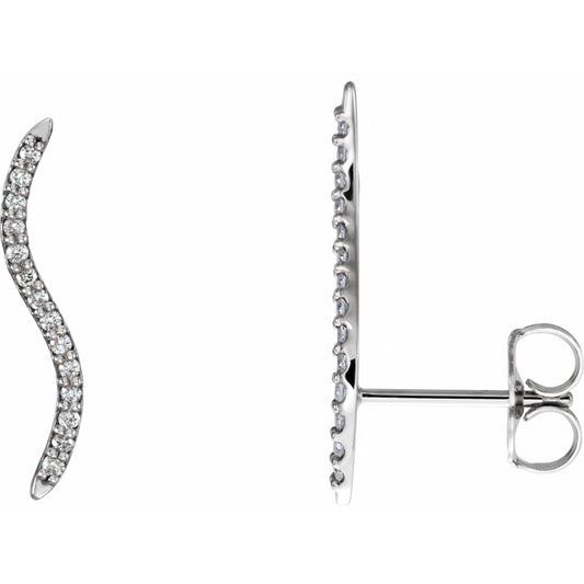 14K White 1/6 CTW Diamond Ear Climbers