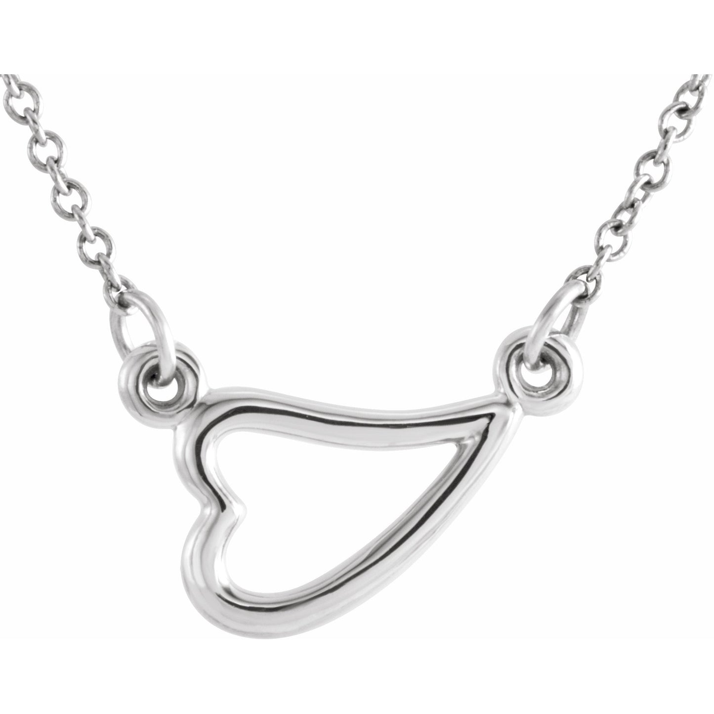 14K White Heart 16-18 Necklace