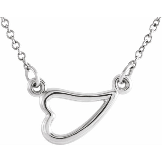 14K White Heart 16-18 Necklace