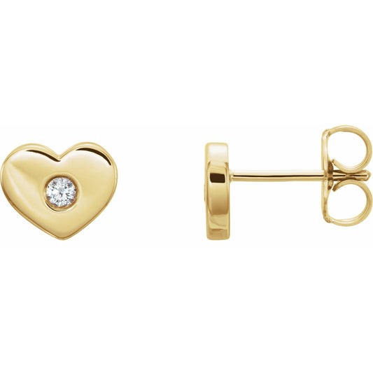 14K Yellow .06 CTW Diamond Heart Earrings