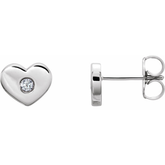 14K White .06 CTW Diamond Heart Earrings