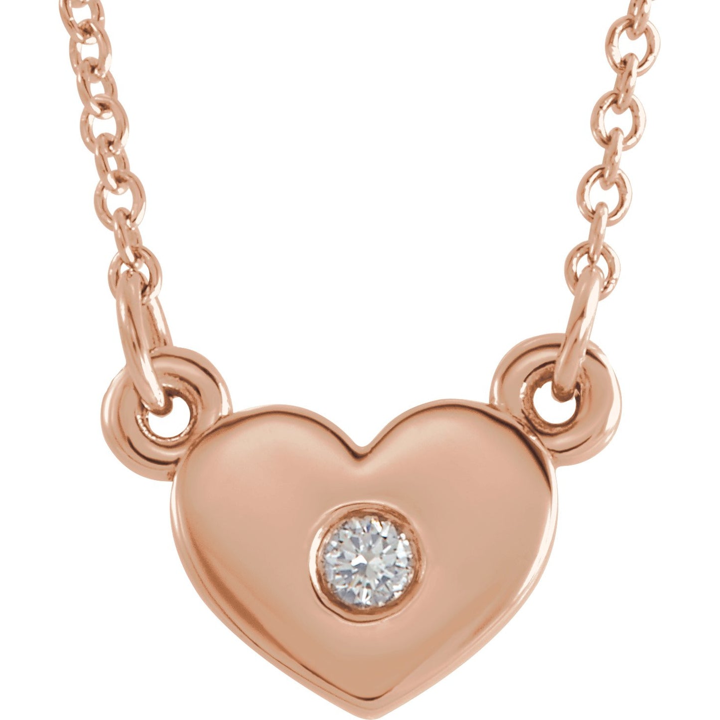 14K Rose .03 CTW Diamond Heart 16 Necklace