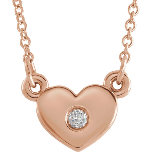 14K Rose .03 CTW Diamond Heart 16 Necklace