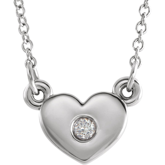 14K White .03 CTW Diamond Heart 16 Necklace
